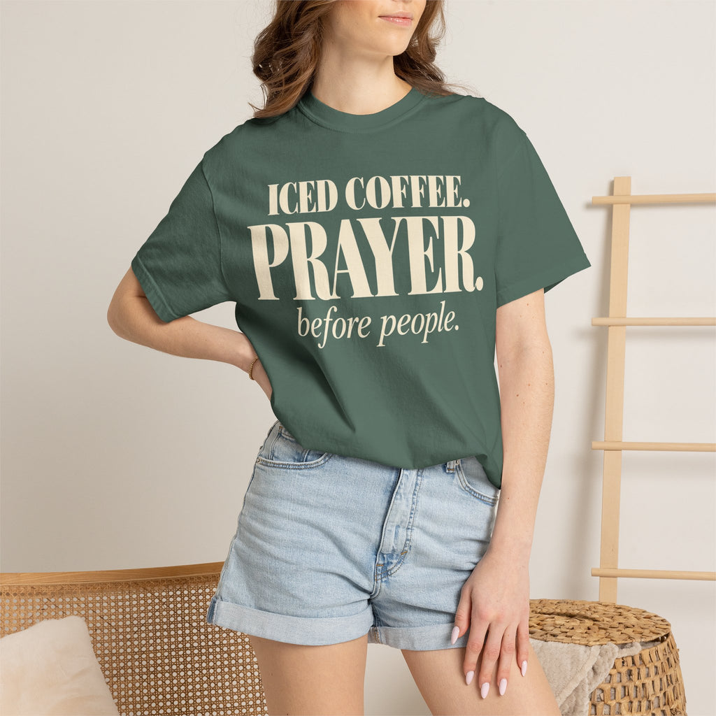 Iced coffee.  Prayer. before people T-shirt