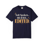 Soft spoken.  Heavily edited T-shirt