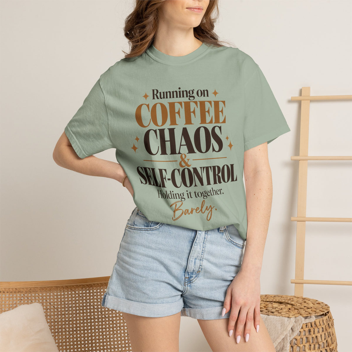 Running on coffee chaos & self-control T-shirt