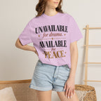 Unavailable for drama.  Available for peace T-shirt