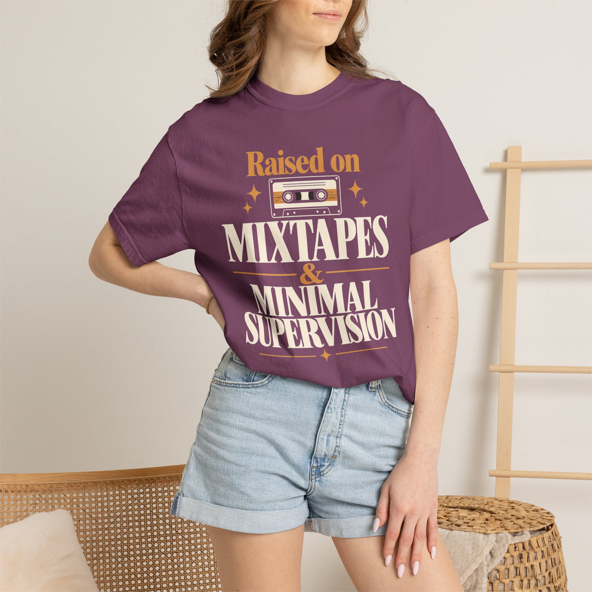 Raised on mixtapes and minimal supervision T-shirt