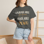 Unavailable for drama.  Available for peace T-shirt