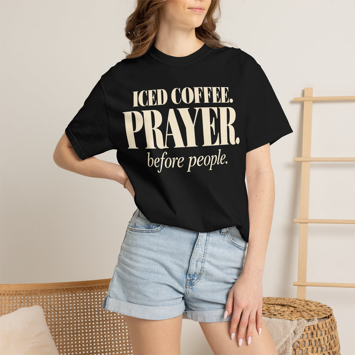 Iced coffee.  Prayer. before people T-shirt