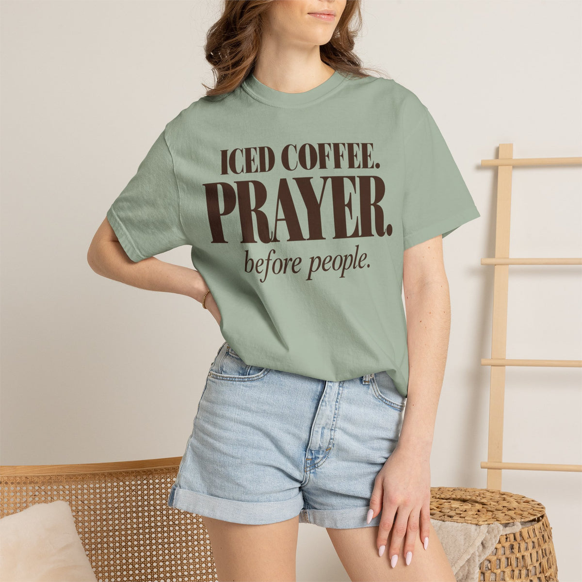 Iced coffee. Prayer before people T-shirt