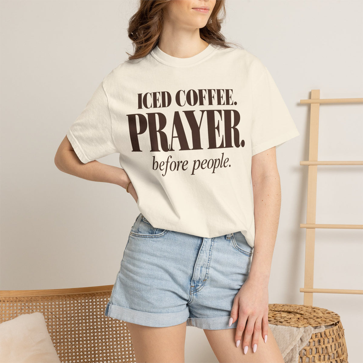 Iced coffee. Prayer before people T-shirt