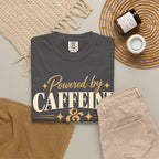 Powered by caffeine & hot flashes T-shirt