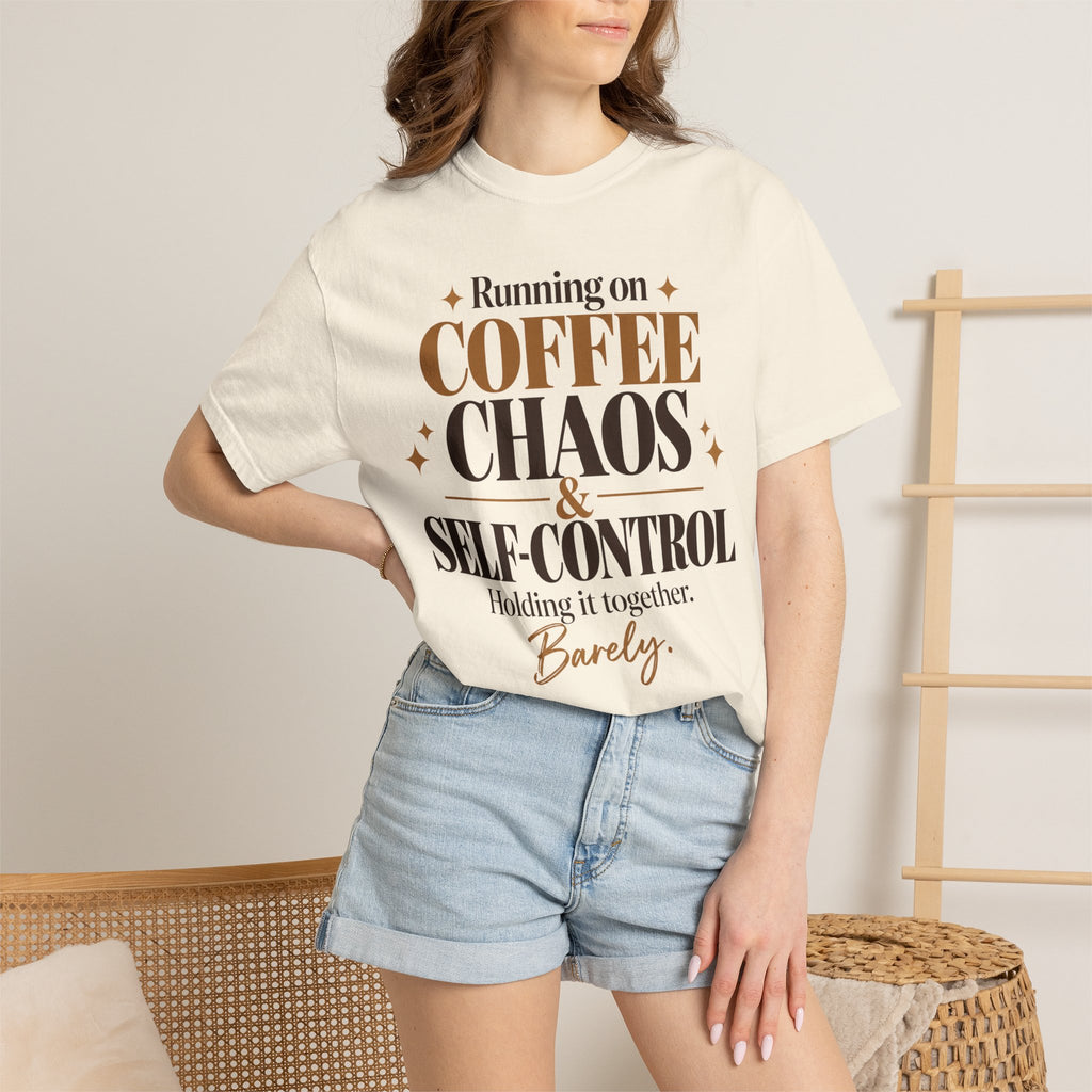 Running on coffee chaos & self-control T-shirt