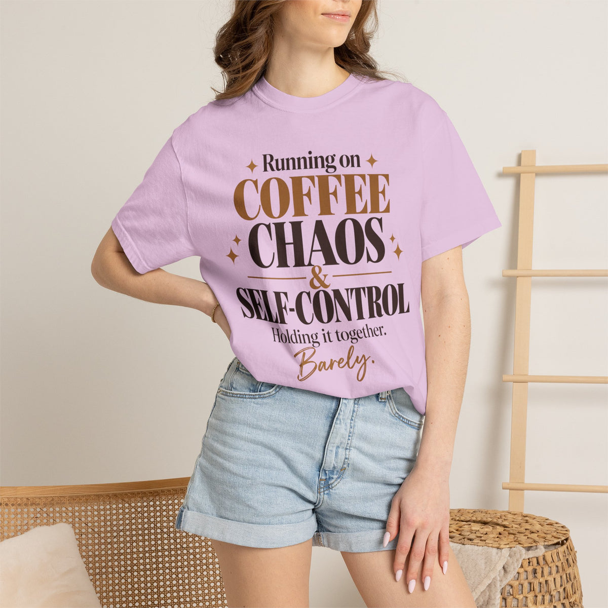Running on coffee chaos & self-control T-shirt