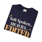 Soft spoken.  Heavily edited T-shirt