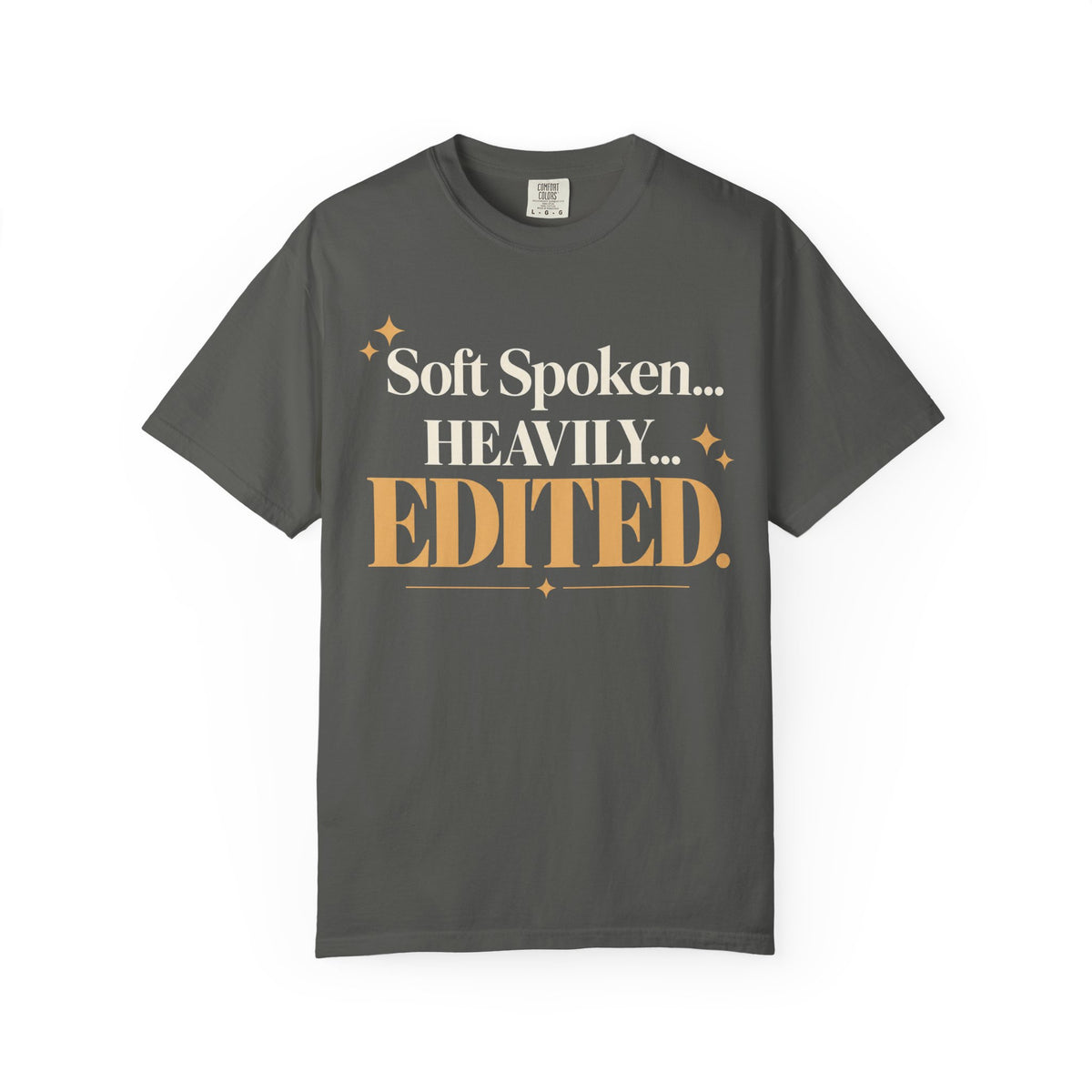 Soft spoken.  Heavily edited T-shirt