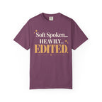 Soft spoken.  Heavily edited T-shirt