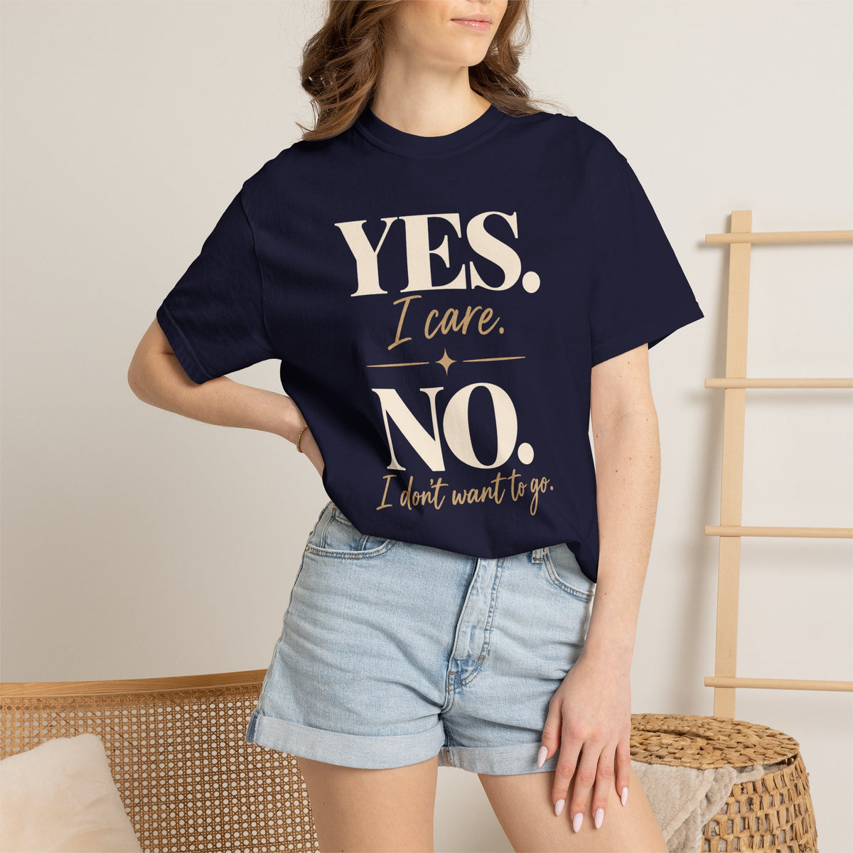 Yes I care.  No I don't want to go. T-shirt